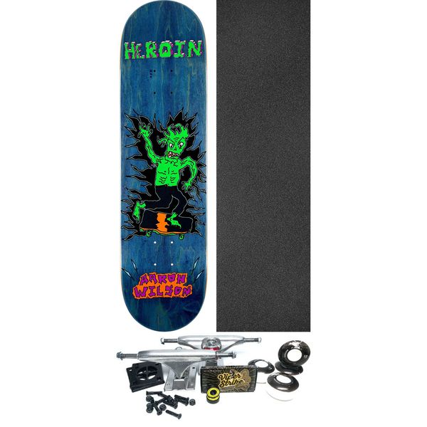 Heroin Skateboards Aaron Wilson Dead Toon Skateboard Deck - 8.5" x 32.06" - Complete Skateboard Bundle